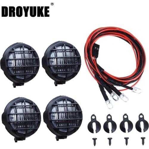 4PCS RC Car Plastic Round/ Square Lampshade LED light for 1/10 RC Crawler SCX10 90046 D90 TRX4 Tamiya HSP HPI