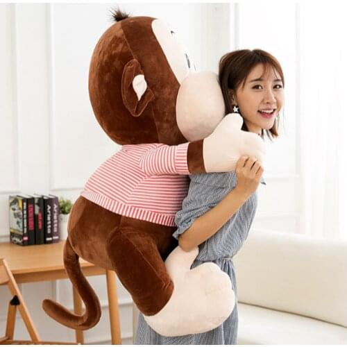 Fancytrader New Jumbo Plush Animal Monkey Doll Giant Stuffed Soft Cartoon Monkey Wearing Shirt Doll Nice Baby Gift 120cm 47inch