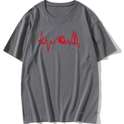 Sea Heartbeat Surf Life T Shirts Novelty Men Sailing Electric Pulse Funny T-shirt Youth Casual Brand Cotton Tshirt Plus Size