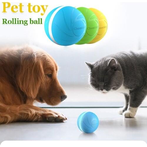 Cat Toys Interactive Rolling Ball Dog Biting Ball Electric Funny Toys Automatic Toy for Cat and Dog Chew Toy Rubber Shell