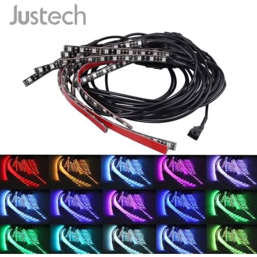 Justech 12 Pcs 5050 SMD LED Light Strip Kit For Harley Hodna Golf Multi Colors RGB car Lights Lamp 126LED Neon Flexible Light