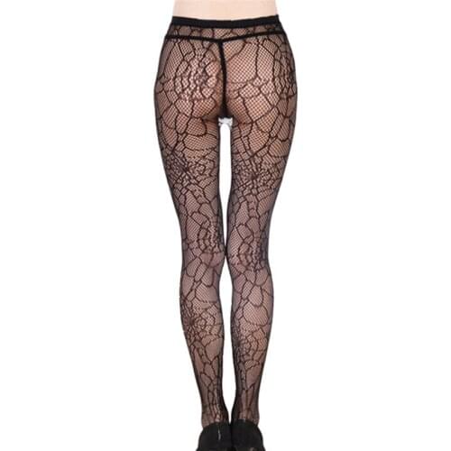 Fashion Womens Sexy Fishnet Pantyhose Black Lace Mesh Hollow Flower Tights Women Thin Nylons Net Stocking