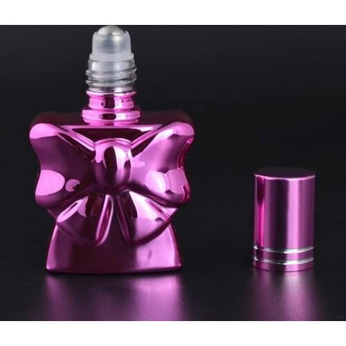 MUB - 13ML Bow-knot Mini Cute Steel Ball Roll-On Refillable Perfume Bottle Empty Refill Glass Perfume Case With Colorful