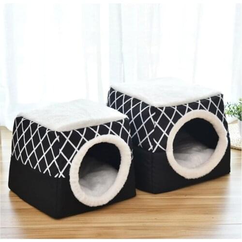 Cat Bed Pet Soft Plush House Small Dog Cat Nest Sleeping Bag Winter Warm Cave Folding Mat Enclosed Kennel House Cat Supplies