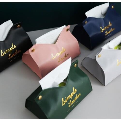 Nordic Ins Bronzing PU Leather Tissue Bag Living Room Home Creative Tissue Box Car Tissue Pumping