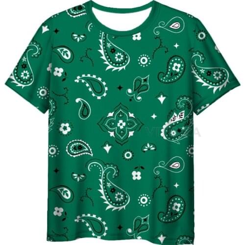 New Fashion Bandana 3D Print Paisley Mens Womens T-shirt Casual Style Design Short Sleeves Summer Handsome Tee V15