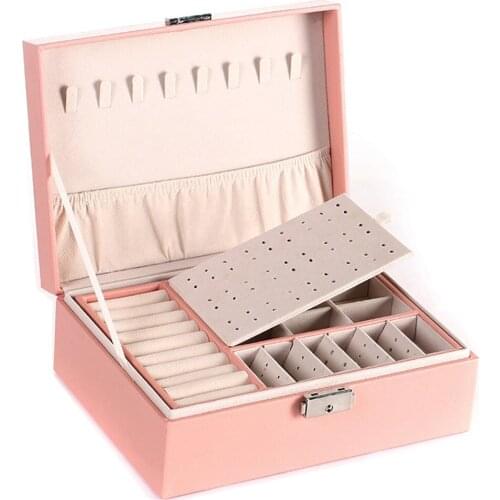 2020 New Double-Layer Velvet Jewelry Box European Jewelry Storage Box Large Space Jewelry Holder Gift Box