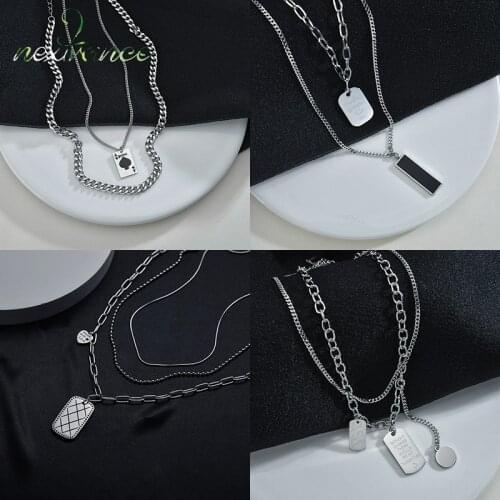 Nextvance Charm Stainless Steel Necklace NK Cuban Chain Spades Cube Necklaces Pendant Grilfriend For Women Boy Jewelry Gift