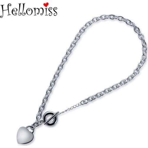 Sterling Silver Statement Necklaces for Women Heart Pendant Necklace Chain Choker Colar Fashion Brand Jewelry Collares De Mujer