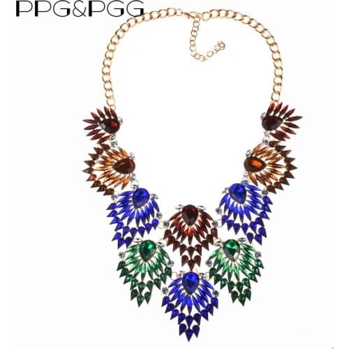 PPG&PGG Multicolor Seed Bead Statement Necklace For Women Crystal Choker Bib Necklaces Pendants Wholesale