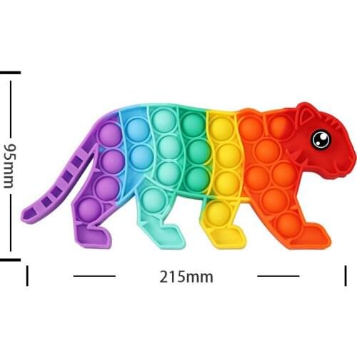 Rainbow Tiger Animal Simple Fidget Toy Push Bubble Stress Sensory Toy Relief Anti-stress Game Toys for Kids Decompression