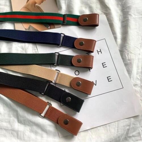 Adjustable leather lazy belt without buckle invisible elastic belt womens simple all-match jeans belt for men and women
