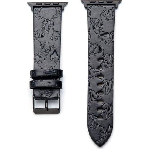 Fashion patter Leather for Apple Watch Bands 38MM 40mm 42MM 44mm for iWatch Womens Strap Classic Wristband Series 6 5 4 3 Black