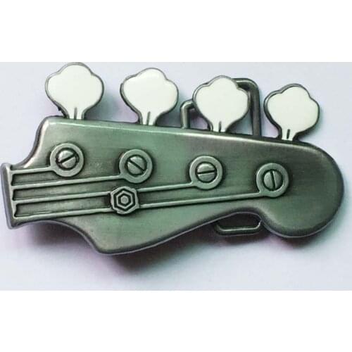 Sliver And White Guitar Head Belt Buckle