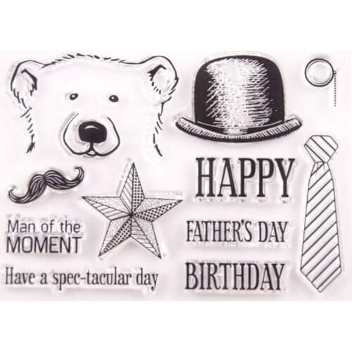 Happy Fathers Day Bear Silicone Clear Seal Stamp DIY Scrapbooking Embossing Photo Album Decorative Paper Card Craft Art Y1QB