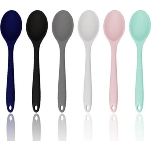 Heat Resistant Silicone Spoon Kitchen Spatula Frying Pan Shovel Mixing Spoon Bakeware Utensil Non-stick Soup Coffe Spoon