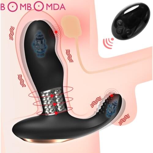 Vibration Butt Plugs Rotation Beads Vibrator Prostate Massage Wireless Remote Control Anal Plug Sex Toys For Men Toys For Adults