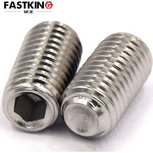 50Pcs ASMEB18.3 10# 1/4 5/16 304 Stainless Steel Hexagon Socket Set Screws With Cup Point Concave End Tightening