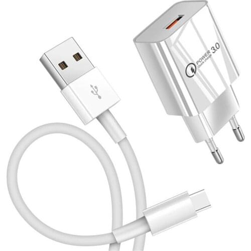 Meizu M3s M10 M8 HTC U11 Phone Charger 18W 3A Fast USB Plug Adapter Type C Micro Charge Cable For Sony Xperia 1 10 II L4 XA2 XZ3