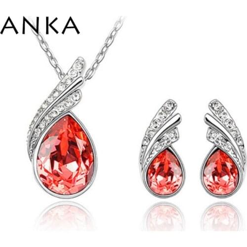 ANKA luxury classic crystal jewelry sets for women water drop necklace earrings weddings set Crystals from Austria #83774