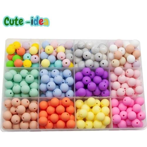 Cute-idea 10pcs 9/12/15mm Food Grade colorful Round Silicone Beads Baby Teether chewing Pacifier Chain baby products Toys DIY