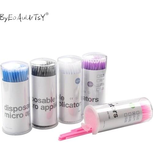 100pcs/Pack Micro Brush Disposable Microbrush Applicators Eyelash Extensions Remove False Eyelashes Cotton Swab Makeup Brushes