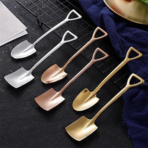 304 creative retro shovel coffee spoon stainless steel dessert spoon watermelon spoon ice cream spoon tip shovel flat shovel
