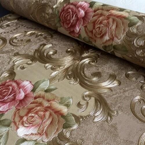 Wallpapers 3D wallpaper roll Embossed Europe style nordic 3D sculpture flower wallcovering modern luxury damask