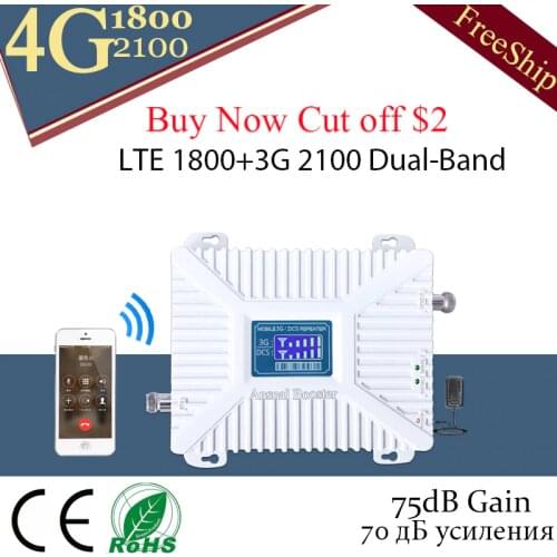 4g repeater 1800 2100 GSM repeater DCS WCDMA Booster 3G 2100 Signal Booster 4G LTE 1800 Signal Amplifer cellular Signal Booster
