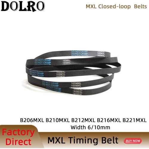 5/10pcs MXL Timing belt B206 B210 B212 B216 B221 Width 6/10mm Synchronous belt 165MXL 168MXL 169MXL 173MXL 177MXL Pitch 2.032mm