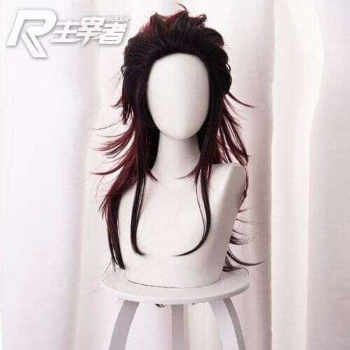 Anime Demon Slayer: Kimetsu no Yaiba Tanjiro Kamado Short Chestnut Brown Heat Resistant Hair Cosplay Anime Wig