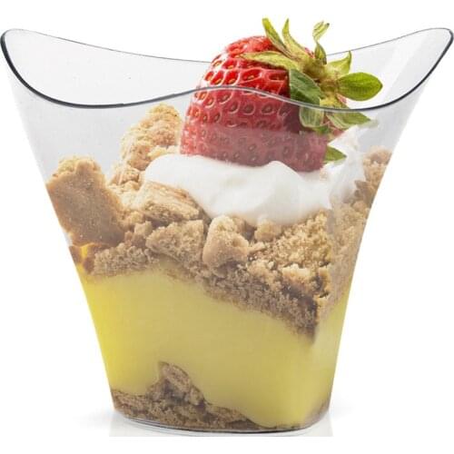 Free Shipping Party Wedding Supplies, Disposable Plastic Tableware, 75*62mm/100ml Mini Twisted Dessert Cup, 50/Pack