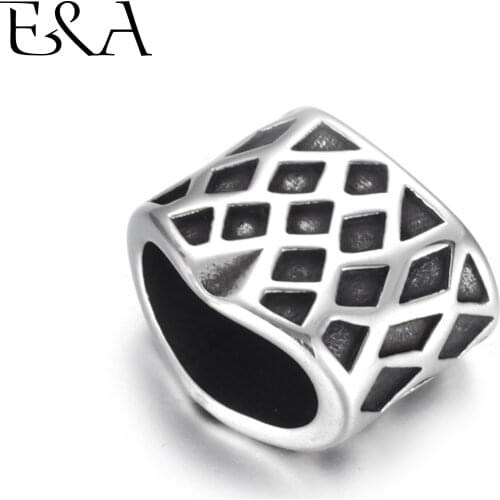 Stainless Steel Slider Beads Grid Blacken Hole 10*5mm for Leather Bracelet Making Jewelry DIY Slide Charms Accessories