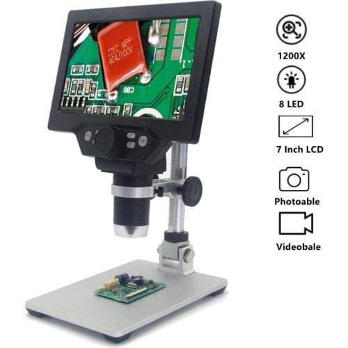1200X Digital Microscope 12MP 7 Inch LCD Video Camera Industrial Electronic Illuminated Microscope for PCB Soldering Repair Tool