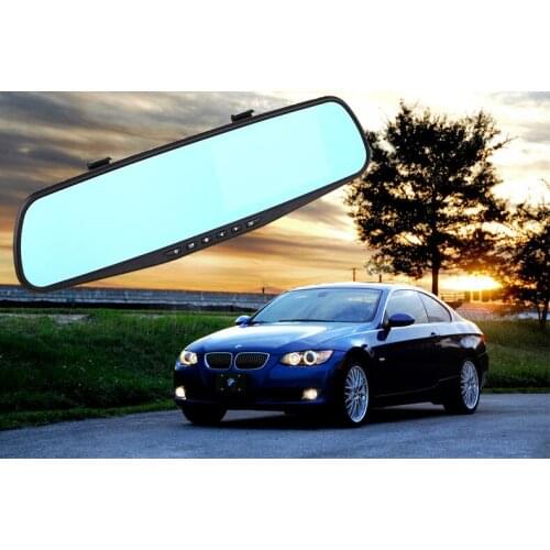 HD 4.3" LCD Dual Lens Video Dash Cam Recorder Car Camera DVR Rearview Mirror+Front Car DVR+Rearview Camera