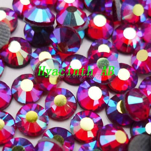 AAAA Grade SS6-SS30 Hyacinth AB DMC Hotfix iron on Rhinestones Round Stone Flatback glass with glue for nail shoes decorations