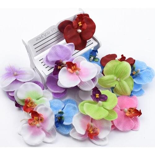 5 Pieces fake flowers Butterfly Orchid scrapbooking home decoration accessories diy candy box brooch vases for decoration bridal