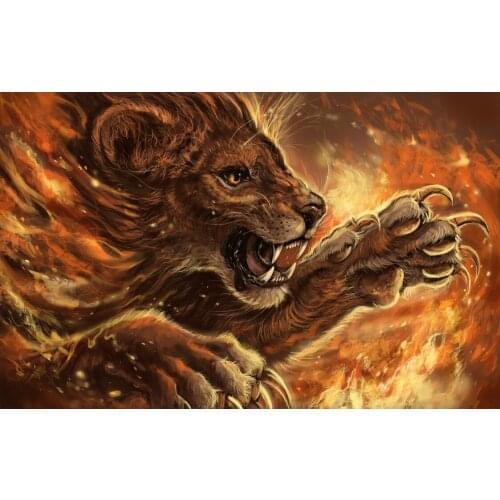 Jmine Div 5D Lion Fire Full Diamond Painting cross stitch kits art High Quality Animal 3D paint by diamonds