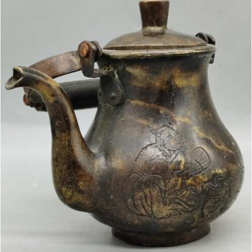 China brass archaize teapot crafts statue