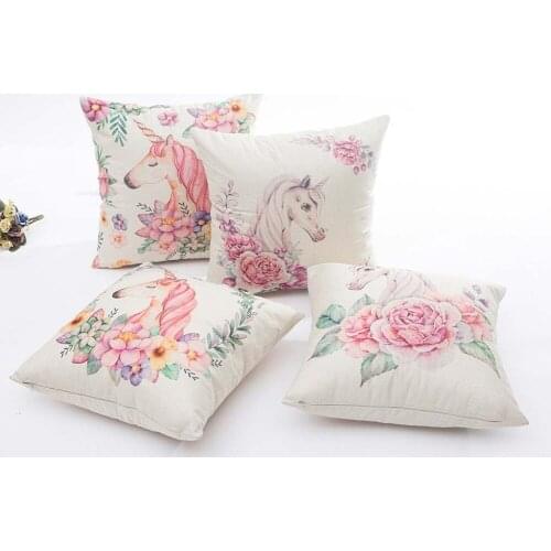 YWZN Creative Unicorn Decorative Pillowcase Cute Unicorn Throw Pillow Case Cotton Linen Pillow Case Cover kussensloop almohada