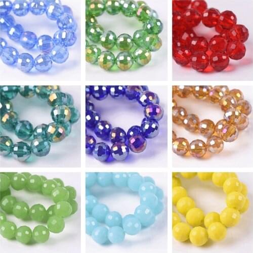 Round 96 Facets Cut Disco Ball AB Plated 6mm 8mm 10mm 12mm Crystal Glass Loose Spacer Beads Lot Colors For Jewelry Making DIY
