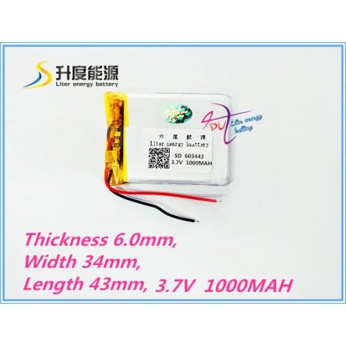 Liter energy battery 3.7V e road route LH950 LH980N 603443 063443 1000mAh 5 inch navigator universal rechargeable battery