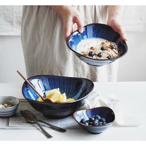 LUOKING Ceramic Salad Bowl Sauce Dish European Style Tableware Dessert Deep Soup Bowl Restaurant Hotel Ramen Bowl Wholesale