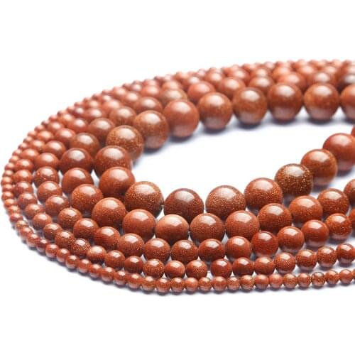 New Fashion Goldstone Loose Round Spacer Bead 4/6/8/10/12MM Selectable for Jewelry Making Popular Accessories 38CM/Strand