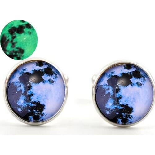 New Glow In The Dark Galaxy Stud Earrings Glass Cabochon Fashion Accessories Silver Color luminous Earring For Women Jewelry