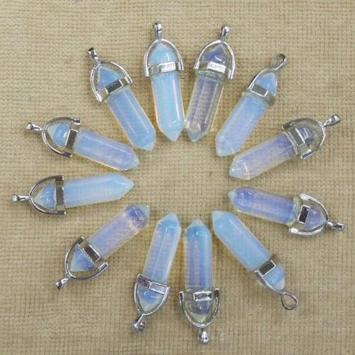 Fashion hotselling opal stone Charms Hexagonal healing Reiki Point charms pendants for jewelry making 12pcs/lot Wholesale