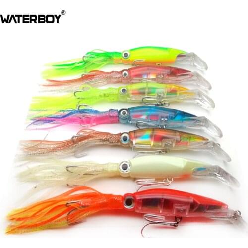 WATERBOY 14cm 40g 6 Colors Fishing Lures Bionic Baits Artificial Hard Squid Skirts Octopus Trolling Baits Fishing Tackle