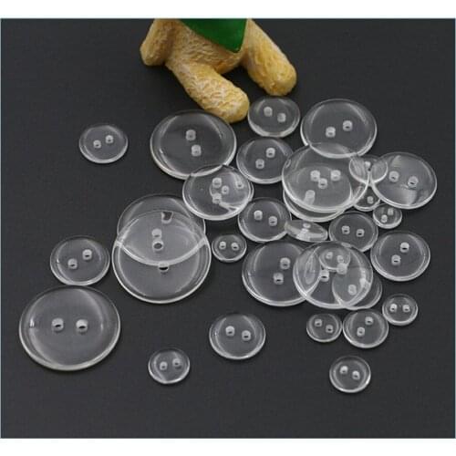 Resin Clear Transparent 2 Holes Buttons Round Sewing Shirt Button Embellishments Accessories