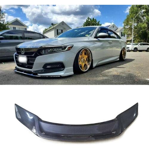 R Style Real Carbon Fiber Rear Trunk Wing Spoiler Boot Top Lip Lid Cover HighKick For Honda Accord 10th 2018 2019 2020 2021