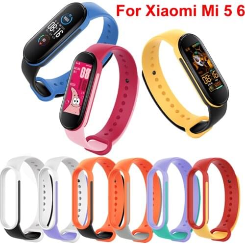 Strap For Xiaomi Mi Band 5 6 Two-color Silicone Bracelet Sport Bracelet Miband 5 Miband6 Replacement Wristband Accessories